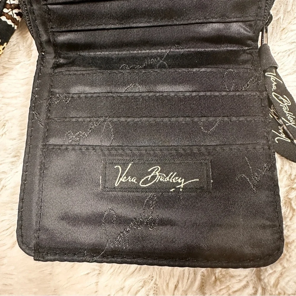 Vera Bradley Wallet with Matching Coin Purse / Wristlet, Black & Brown Paisley